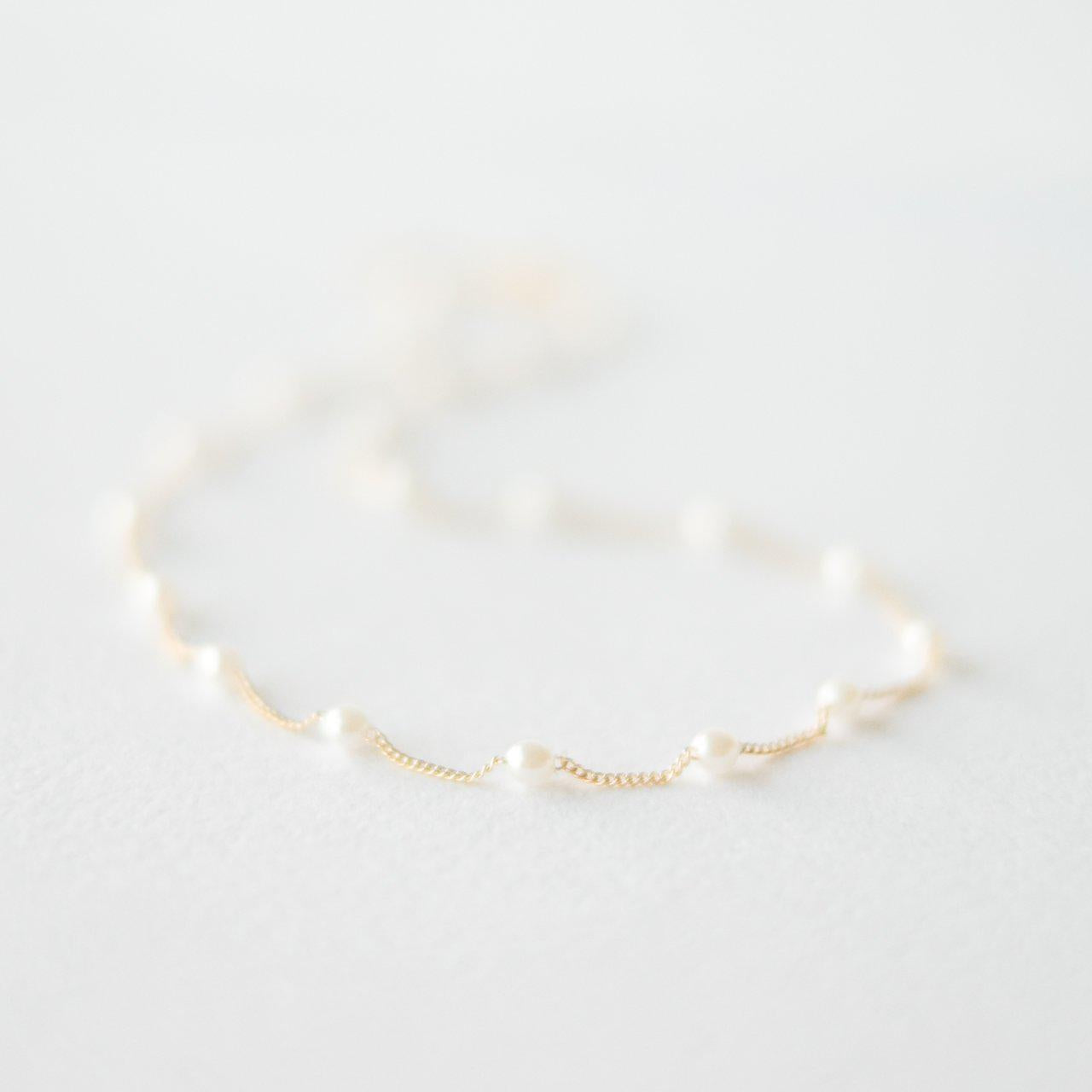 Delicate Gold White Pearl Necklace