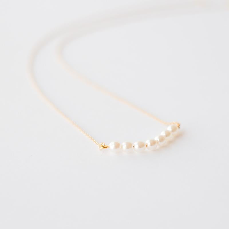 Delicate Gold White Pearl Necklace