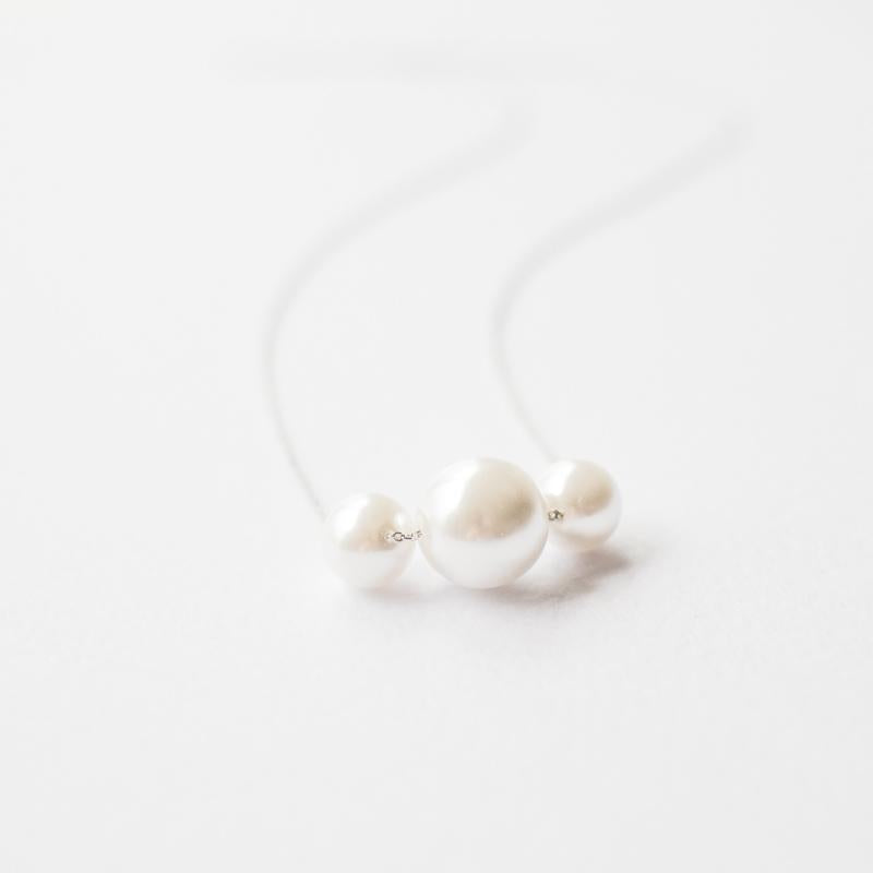 Delicate Silver White Pearl Necklace