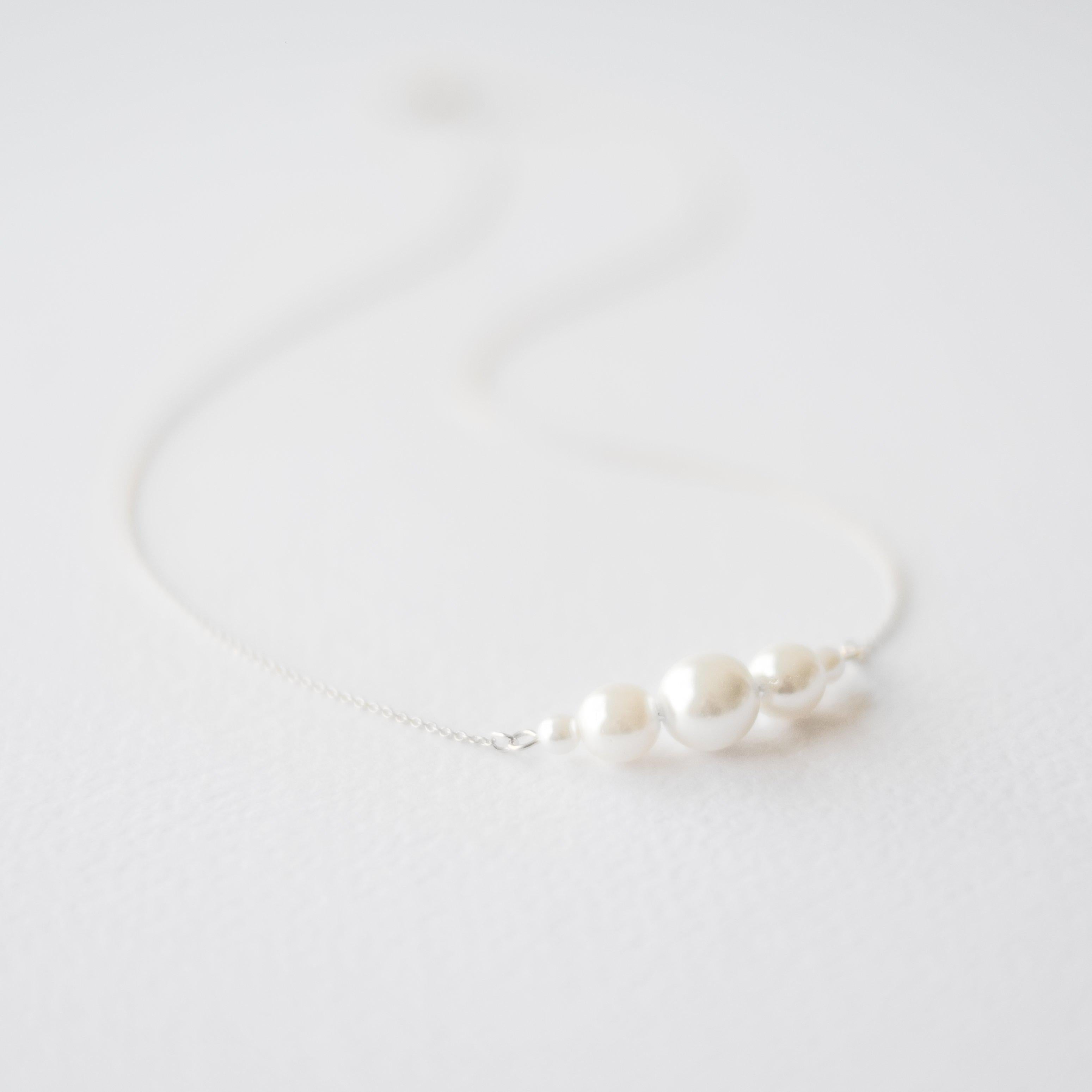 Delicate Silver White Pearl Necklace