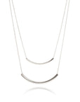 Geometric Double Layered Tube Silver Necklace