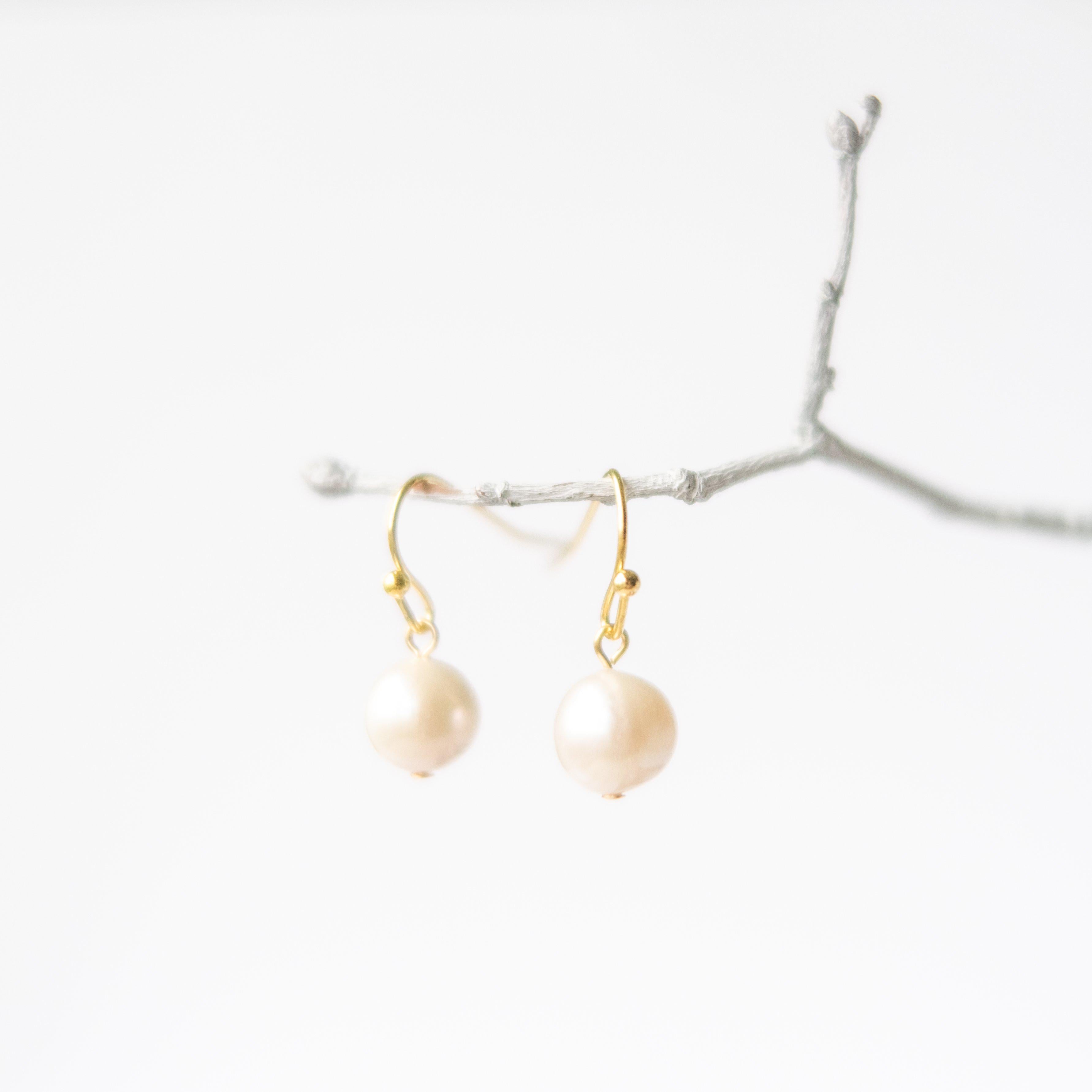 Gold Freshwater Pearl Earrings