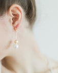 Gold Bead and Pearl Earrings