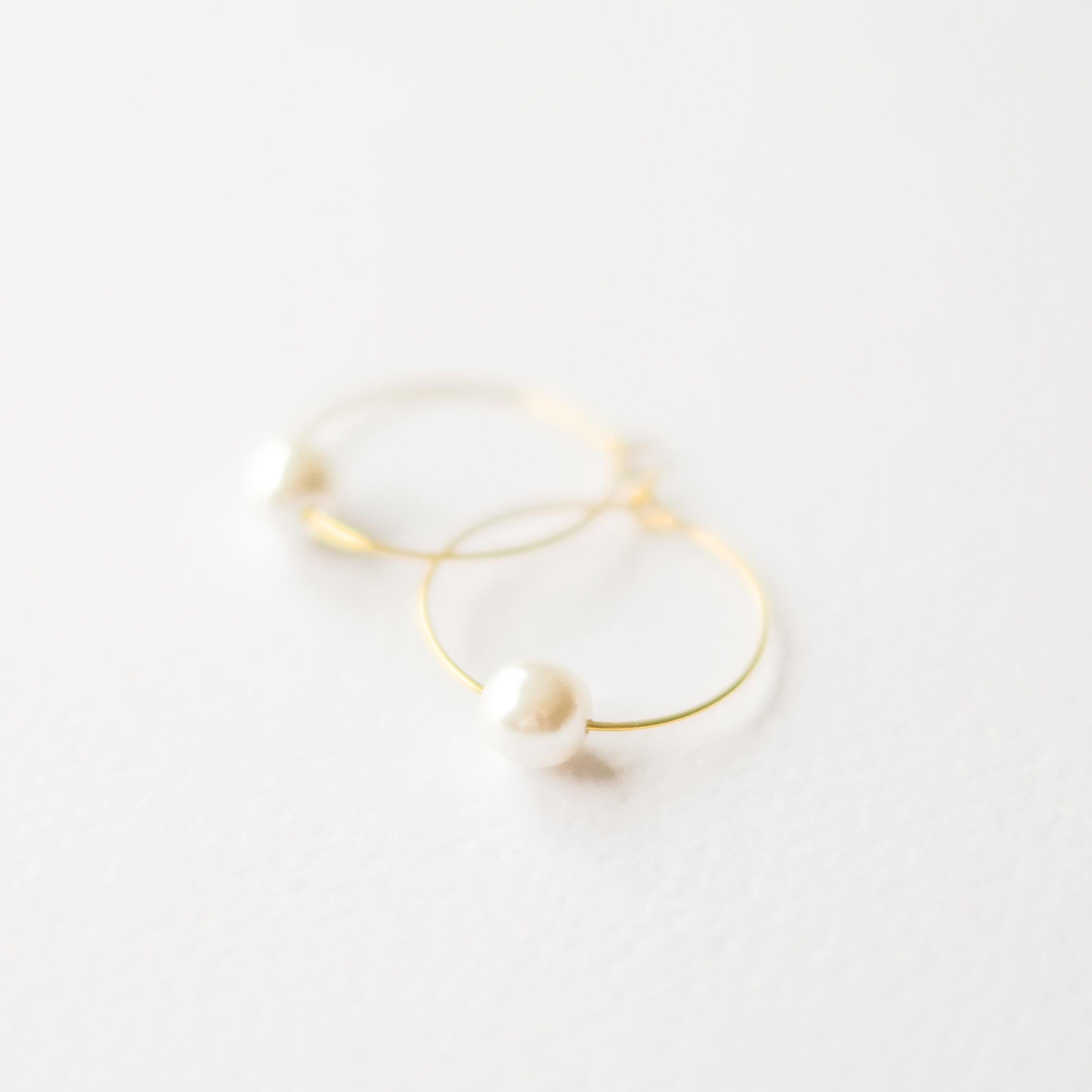 Gold Pearl Hoop Earrings