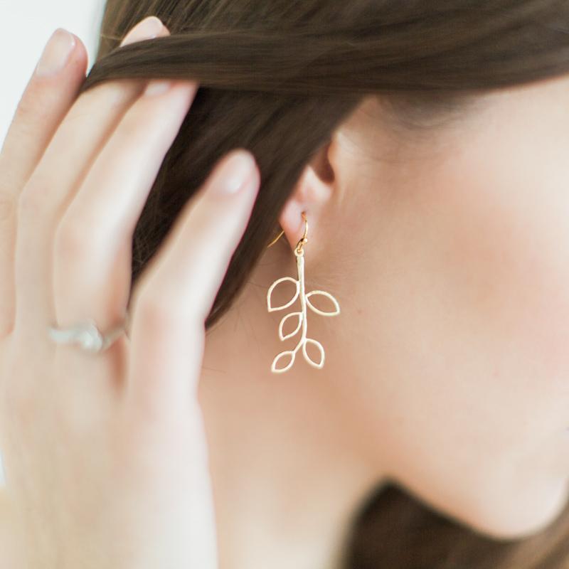 Gold Twig Earrings