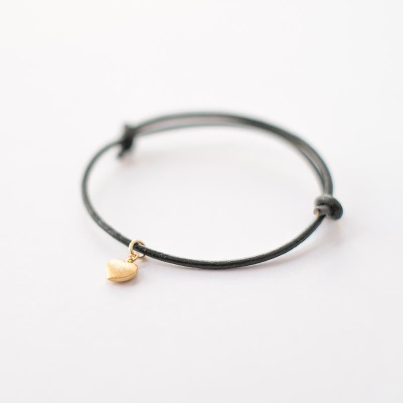 Leather Bracelet with Gold Heart