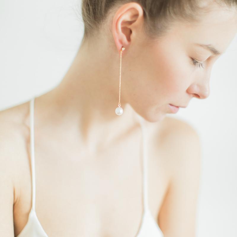 Long Gold Pearl Earrings