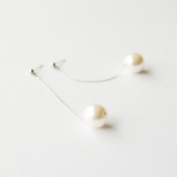 Long Silver Pearl Earrings