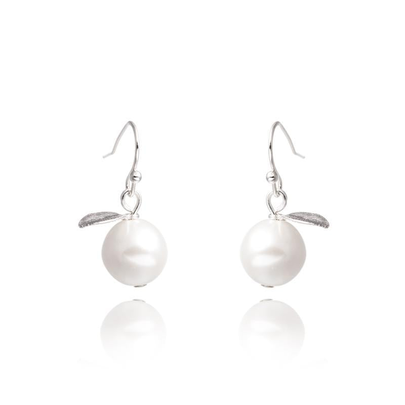 Pearl and Leaf Earrings