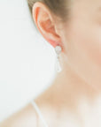 Silver Crystal Pearl Drop Earrings