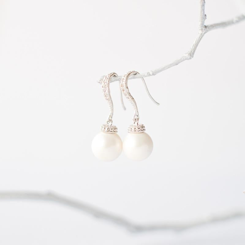 Silver Crystal Pearl Earrings