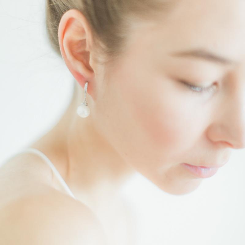 Silver Crystal Pearl Earrings