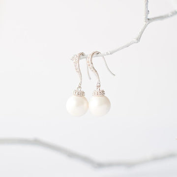 Silver Crystal Pearl Earrings