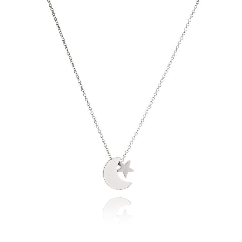 Silver Moon and Star Necklace