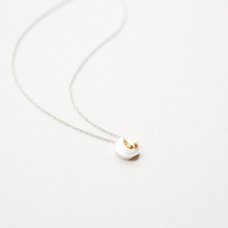 Silver Moon and Star Necklace