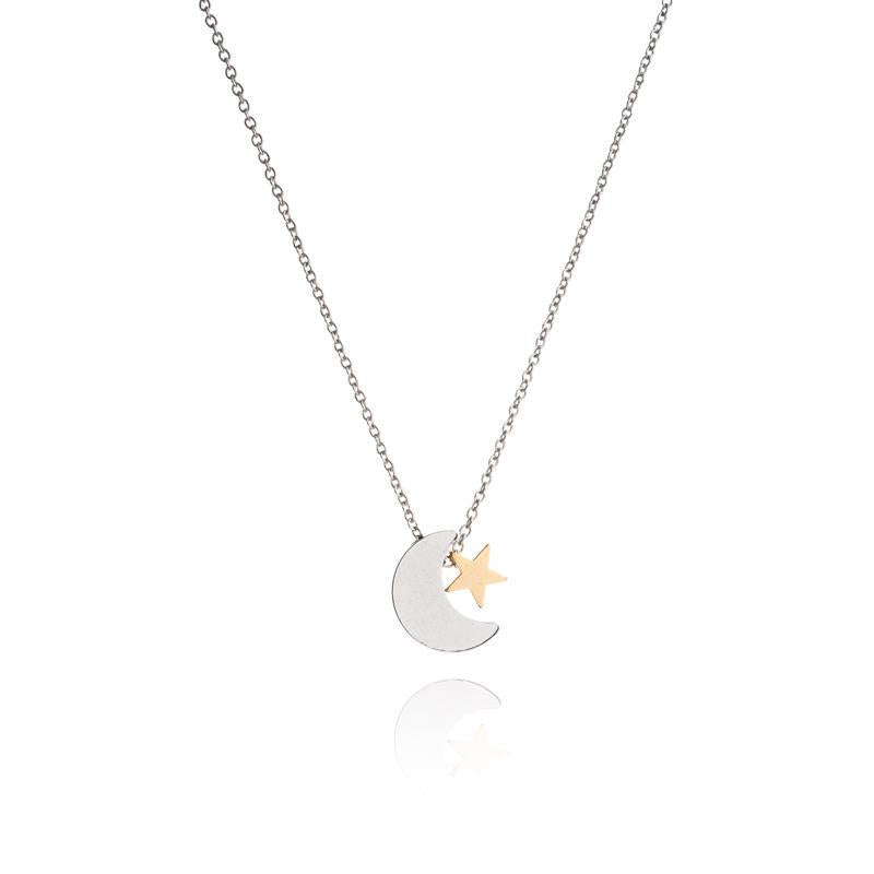 Silver Moon and Star Necklace