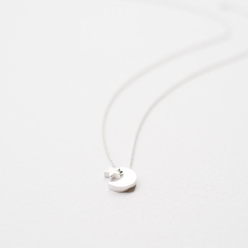 Silver Moon and Star Necklace