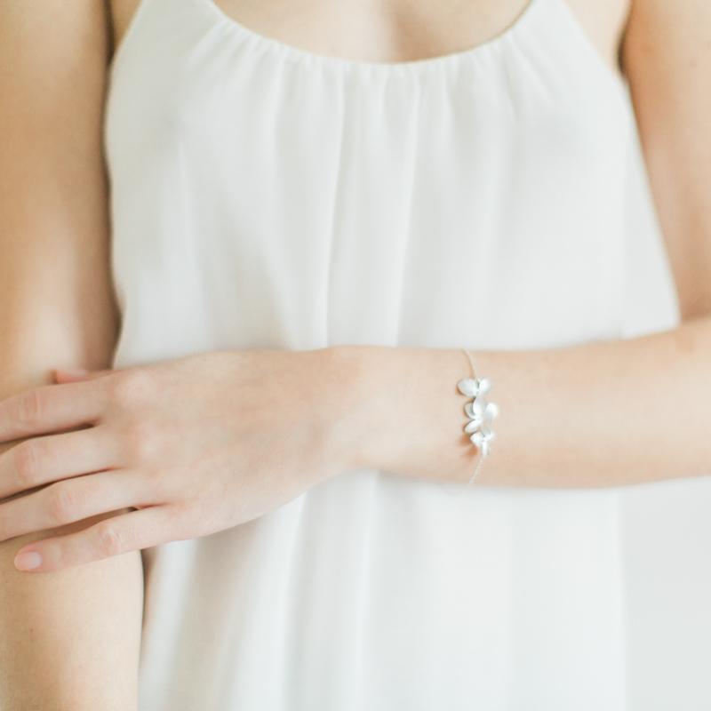 Silver Orchid Flower Bracelet