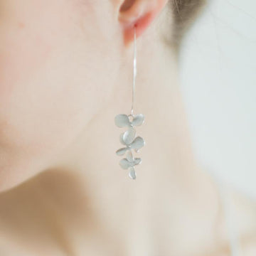 Silver Orchid Flower Earrings