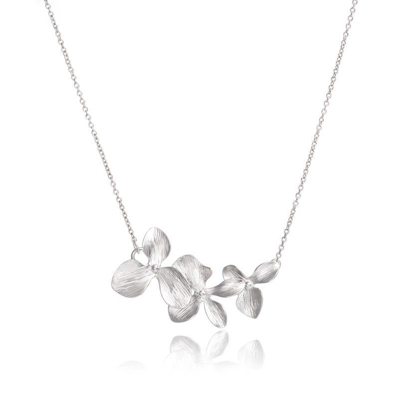 Silver Orchid Flower Necklace