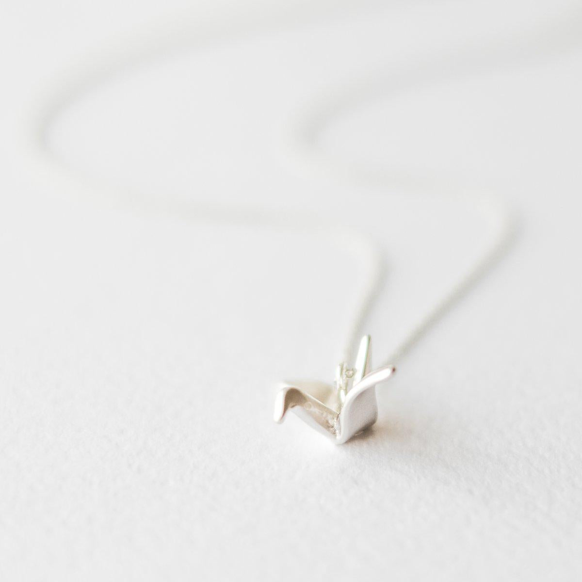 Silver Origami Crane Necklace