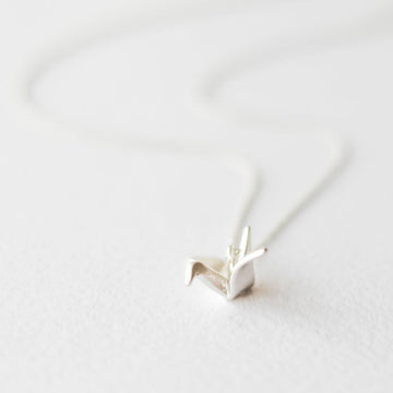 Silver Origami Crane Necklace