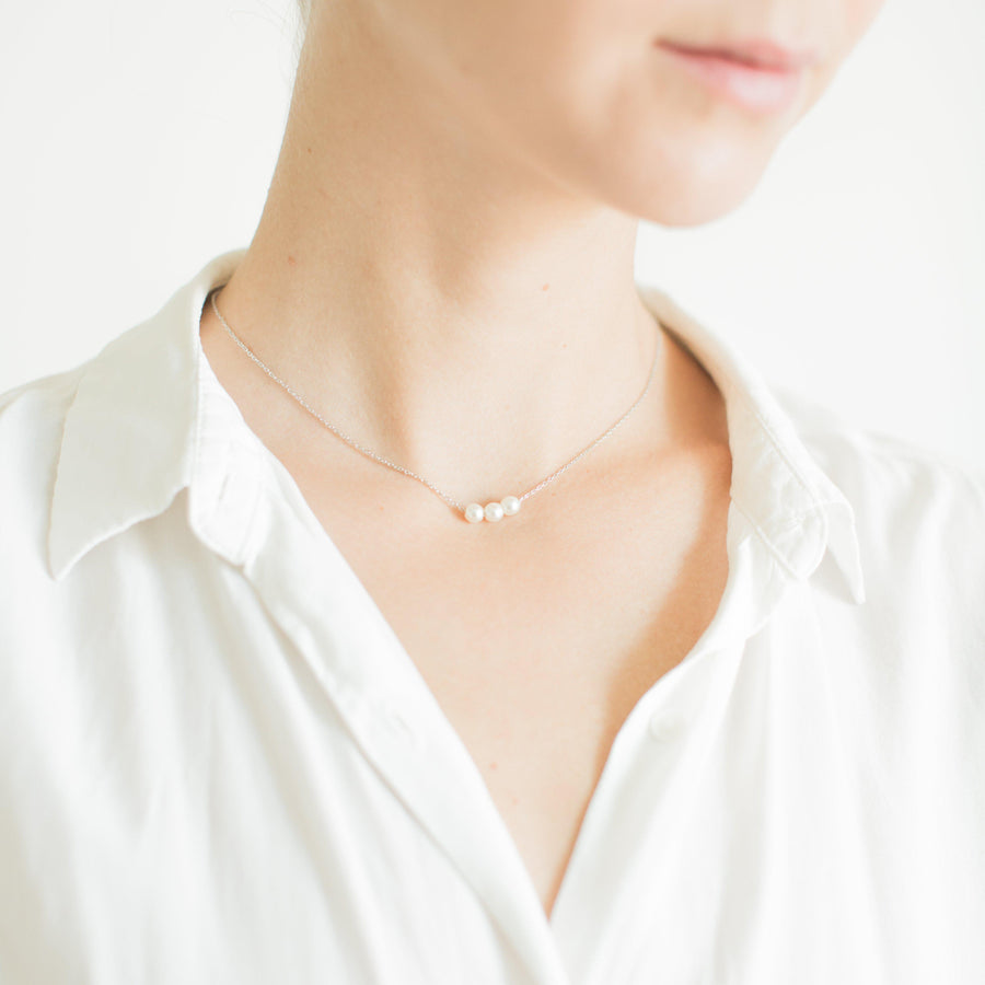Silver Pearl Choker Necklace