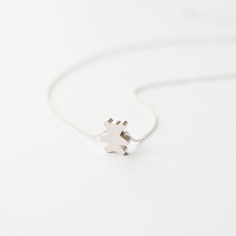 Silver Teddy Bear Necklace