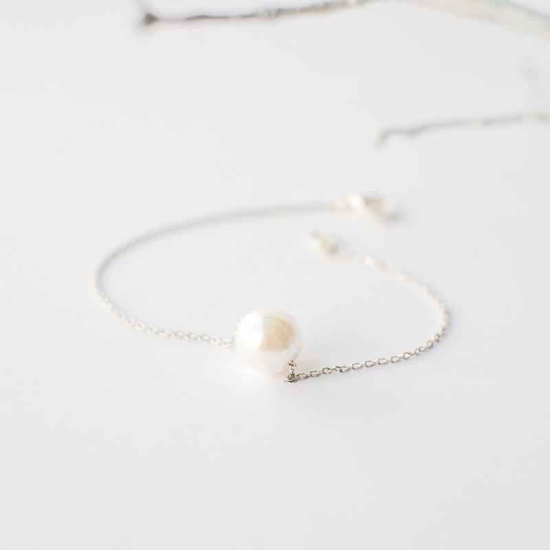 Single Pearl Bracelet in Silver