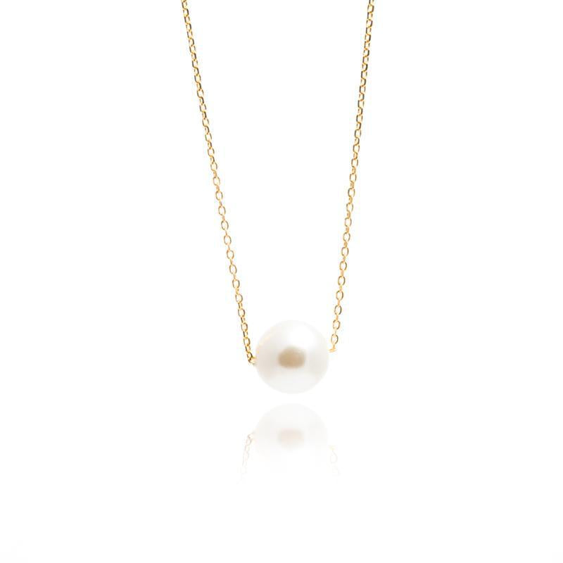 Single Pearl Necklace in Gold
