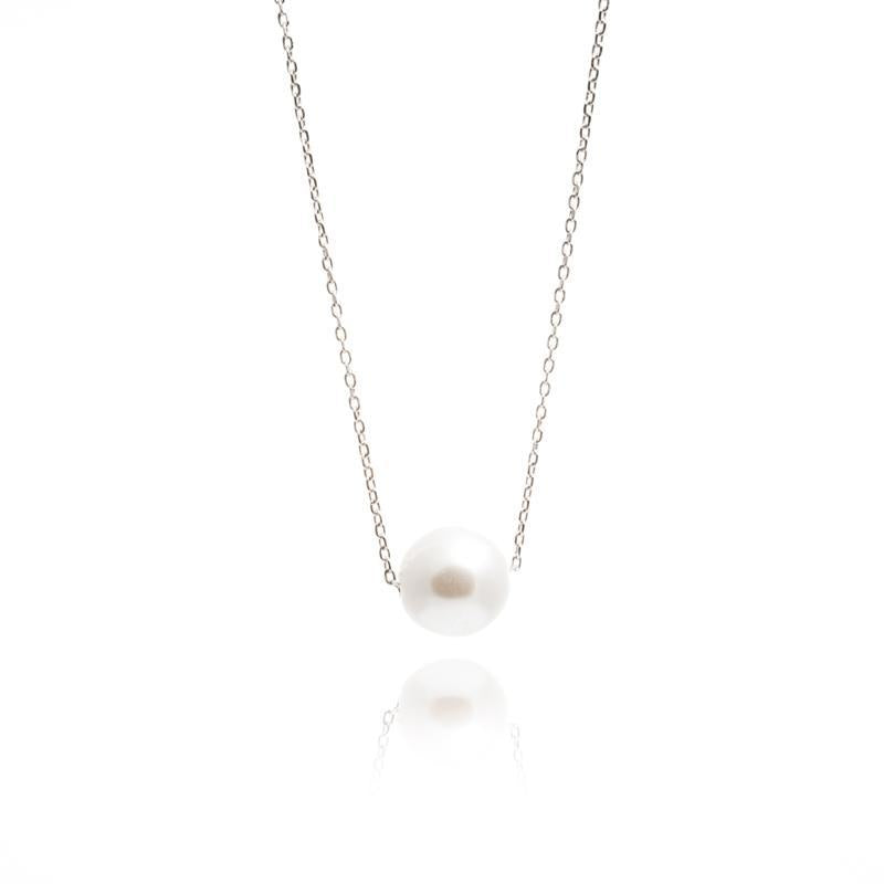 Single Pearl Necklace in Silver