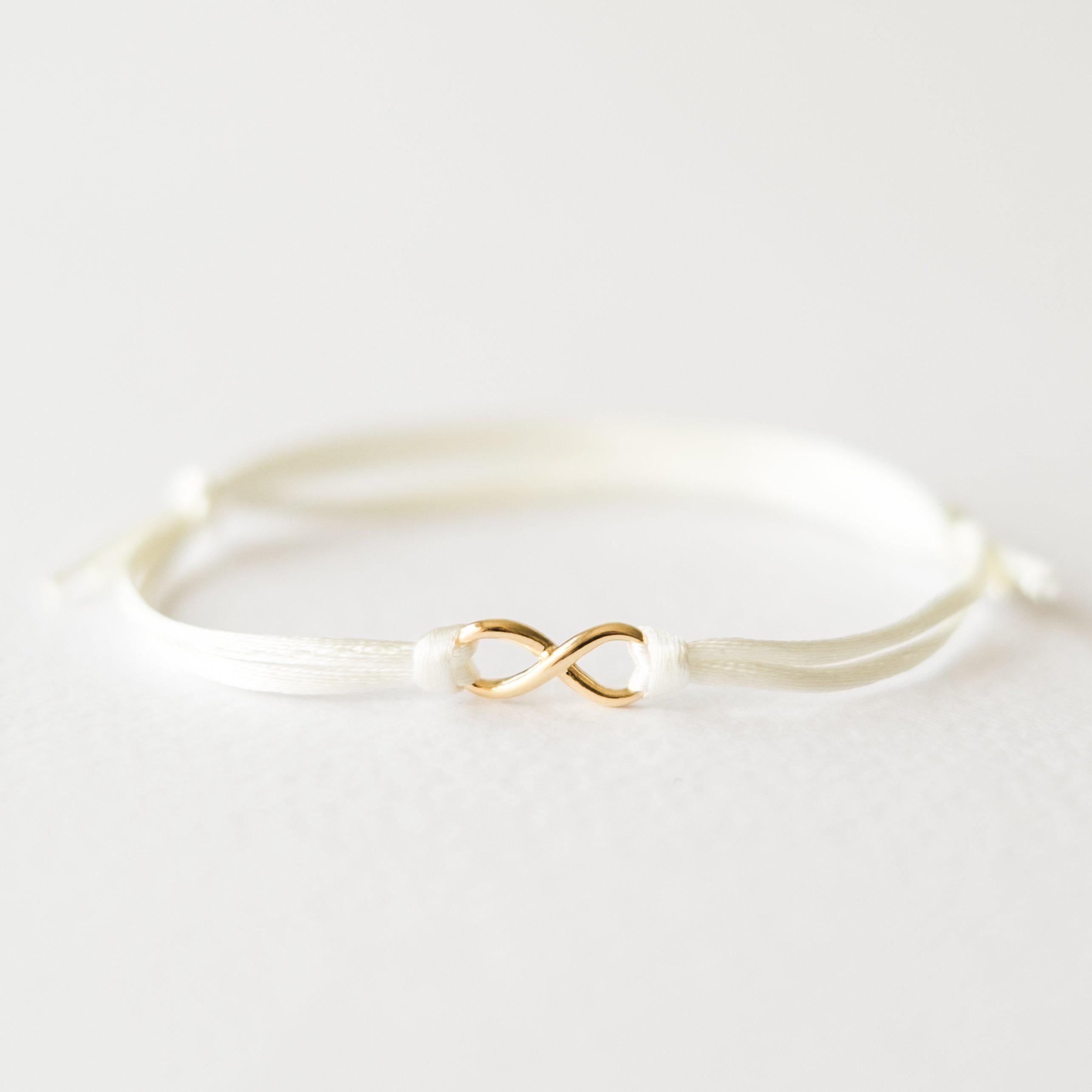 White Silk Cord Infinity Bracelet