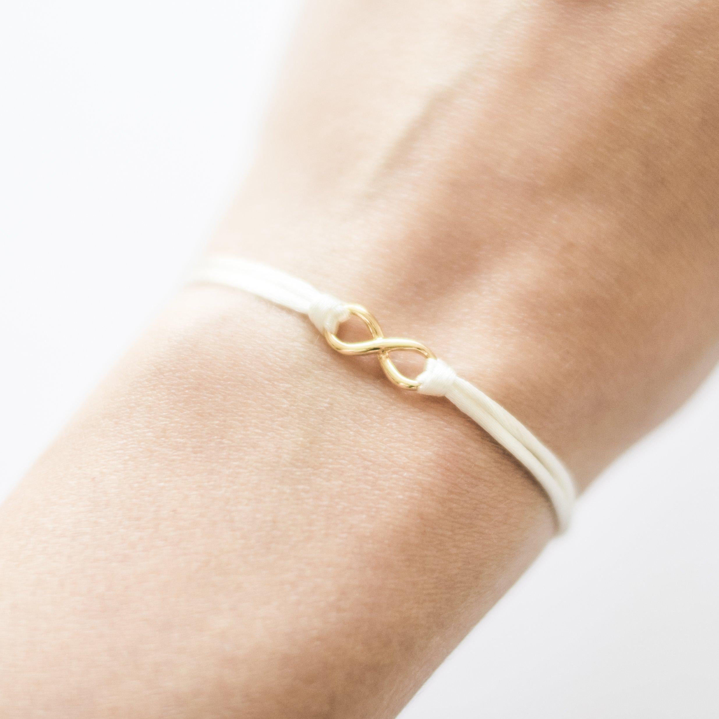 White Silk Cord Infinity Bracelet